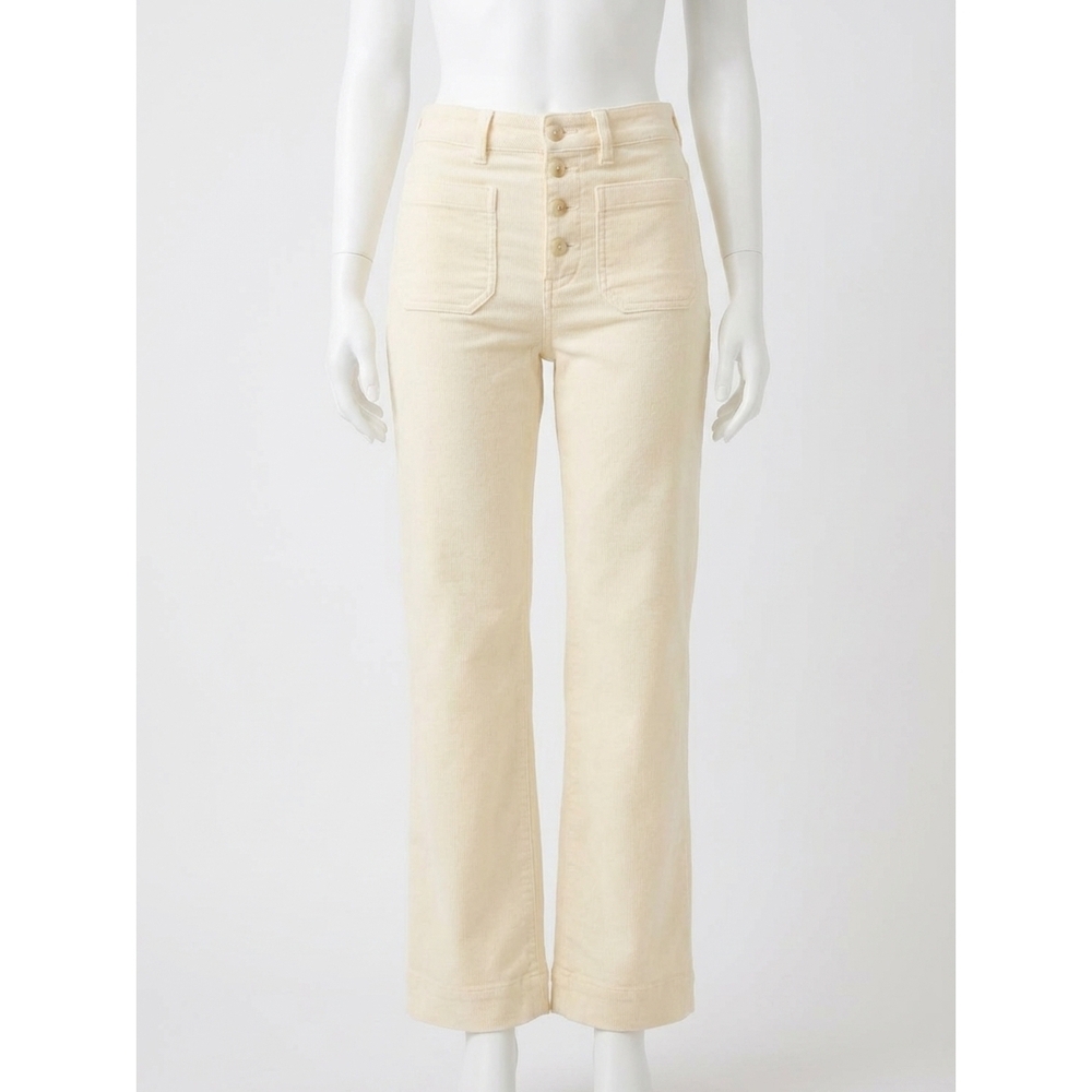 NEW FAHERTY stretch terry cord patch pocket pant in egret